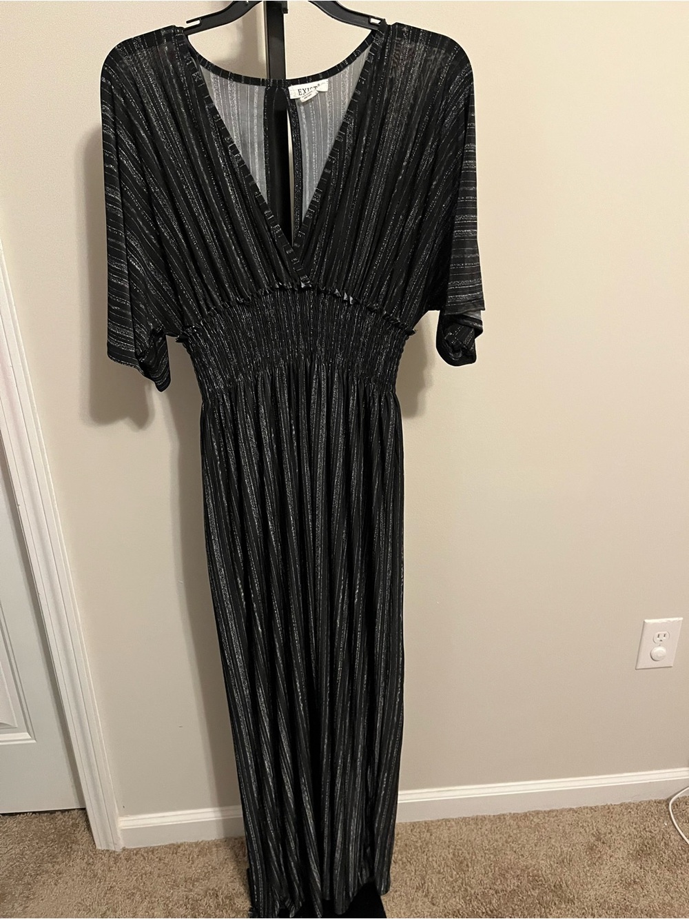 Exist Black Metallic Stripe Maxi Dress